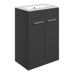 Ajax Walesby 610mm Anthracite Gloss Floor Standing Vanity Unit Zero Tap Hole Basin