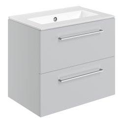 Ajax Walesby 610mm Grey Gloss Wall Hung Vanity Unit Zero Tap Hole Basin