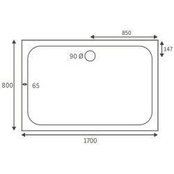 Ajax Low Profile 1700 x 800mm Rectangular Shower Tray
