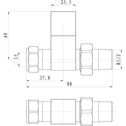 Ajax Square Chrome Straight Radiator Valves