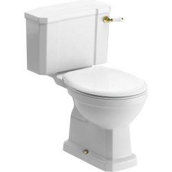 Ajax Somerby Close Coupled WC with White Ash Seat with Brass Fittings