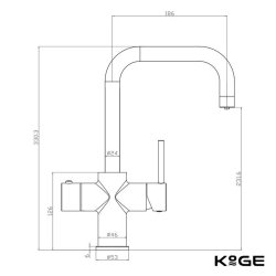 Scudo KoGE 3 in 1 Square Spout Boiling Water Tap in Matt Black