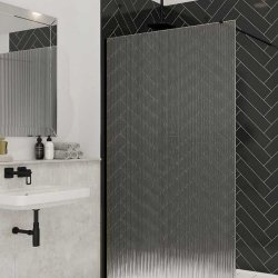Merlyn 700mm Matt Black 8mm Fluted Wetroom Panel