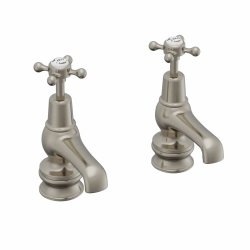 Burlington Claremont Brushed Nickel 3 Inch Basin Taps Regent Base