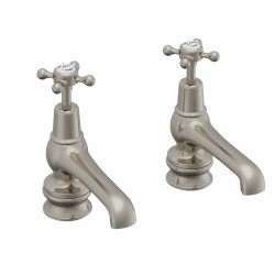 Burlington Claremont Brushed Nickel 5 Inch Basin Taps Regent Base
