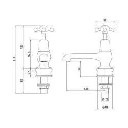 Burlington Claremont Brushed Nickel 5 Inch Basin Taps Burlington Claremont Gold 5 Inch Basin Taps Regent Dimensions