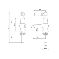 Burlington Kensington Chrome 3 Inch Cloakroom Basin Taps Burlington Kensington Chrome 3 Inch Cloakroom Basin Taps Dimensions