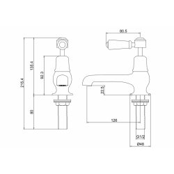 Burlington Kensington Chrome 5 Inch Basin Pillar Taps Burlington Kensington Chrome 5 Inch Basin Pillar Taps Dimensions