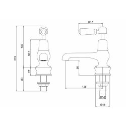 Burlington Kensington Chrome 5 Inch Basin Pillar Taps Burlington Kensington Chrome 5 Inch Basin Pillar Taps Regent Dimensions