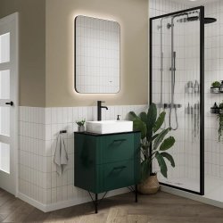 HiB Arcane Black 60 Curve Illuminated Frame Bathroom Mirror