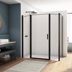 Kudos Divera 760mm Matt Black Pivot Shower Door Alcove K22T107606070001