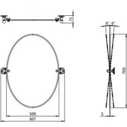 Burlington Traditional Oval Mirror in Brushed Nickel Burlington Traditional Oval Mirror in Brushed Nickel Dimensions 500mm