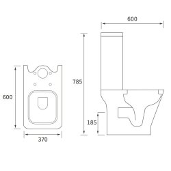 Ajax Binbrook Rimless Close Coupled Open Back WC and Soft Close Seat Ajax Binbrook Rimless Close Coupled Open Back WC and Soft Close Seat Dimensions