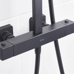Bristan Qubo Black Thermostatic Bar Mixer Shower with Rigid Riser