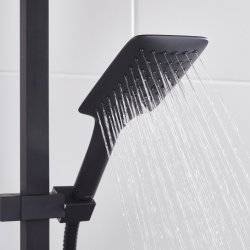 Bristan Qubo Black Thermostatic Bar Mixer Shower with Rigid Riser