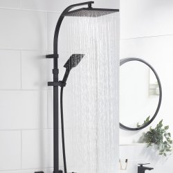 Bristan Qubo Black Thermostatic Bar Mixer Shower with Rigid Riser
