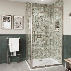 Burlington Classique 1200mm Sliding Shower Door in Brushed Nickel Burlington Classique 1200mm Sliding Shower Door in Brushed Nickel with Side Panel (1909)