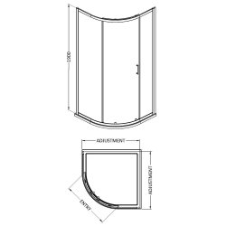 Nuie Rene 900mm Chrome Framed Single Door Quadrant Shower Enclosure