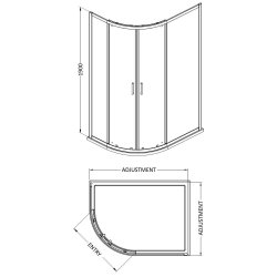 Nuie Rene 1200 x 900mm Brushed Brass Framed Offset Quadrant Shower Enclosure