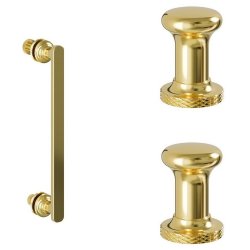 Burlington Classique 900mm Hinged Shower Door in Gold 1909 Handles in Gold