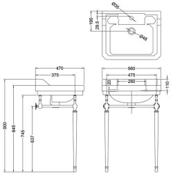 Burlington 560mm Brushed Nickel Basin Washstand