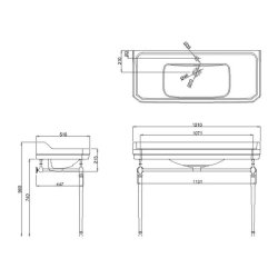 Burlington 1200mm Brushed Nickel Basin Washstand