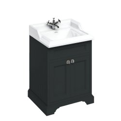 Burlington Freestanding 650mm Matt Black Vanity Unit with Doors and Basin One Tap Hole Basin