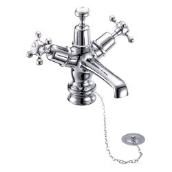 Burlington Claremont Chrome Basin Mixer with Chain and Plug Waste Regent Base