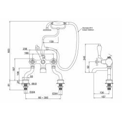 Burlington Claremont Brushed Nickel Deck Mounted Bath Shower Mixer Burlington Claremont Gold Deck Mounted Bath Shower Mixer Regent Dimensions