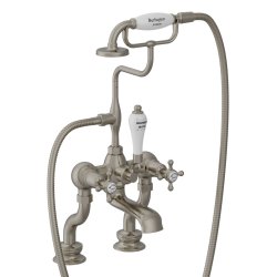 Burlington Claremont Brushed Nickel Deck Mounted Bath Shower Mixer Regent Base
