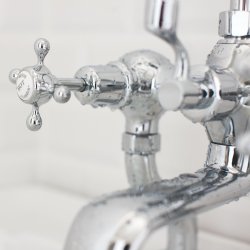 Burlington Claremont Chrome Deck Mounted Bath Shower Mixer Burlington Claremont Chrome Deck Mounted Bath Shower Mixer Lifestyle Closeup