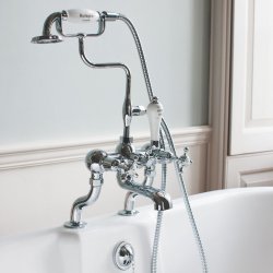 Burlington Claremont Chrome Deck Mounted Bath Shower Mixer Burlington Claremont Chrome Deck Mounted Bath Shower Mixer Lifestyle Side of Tub