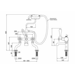 Burlington Claremont Chrome Deck Mounted Bath Shower Mixer Burlington Claremont Gold Deck Mounted Bath Shower Mixer Dimensions