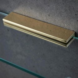 Miller Classic 300mm Glass Shelf with Polished Brass Fixing Bracket