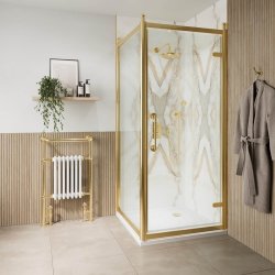 Burlington Classique 900mm Hinged Shower Door in Gold Burlington Classique 900mm Hinged Shower Door in Gold 1850 with Side Panel