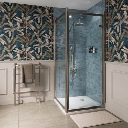 Burlington Classique 800mm Hinged Shower Door in Brushed Nickel Burlington Classique 800mm Hinged Shower Door in Brushed Nickel with 1850 Handles and Side Panel