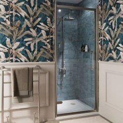 Burlington Classique 800mm Hinged Shower Door in Brushed Nickel 1850 Handle and Finials