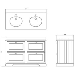 Burlington Freestanding 1300mm Matt Black Double Vanity Unit with Drawers and Basins Burlington Freestanding 1300mm Matt Black Double Vanity Unit with Drawers and Basins