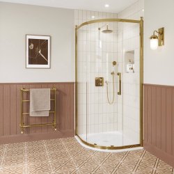 Burlington Classique Gold 800mm Quadrant Shower Enclosure 1909 Handle and Finials