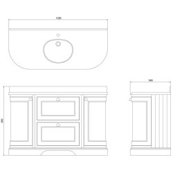 Burlington Freestanding 1340mm Matt Green Curved Vanity Unit with Drawers and Basin Burlington Freestanding 1340mm Matt Green Curved Vanity Unit with Drawers and Basin