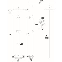 Bristan Carre Chrome Thermostatic Shower with Fixed and Adjustable Head