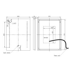 Ajax Oakwood 800 x 600mm Rectangular Front Lit LED Mirror