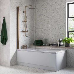 Ajax 1500mm Brushed Bronze Single Straight Bath Screen