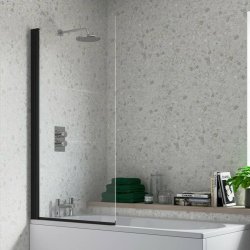 Ajax 1400mm Black Single Straight Bath Screen