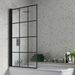 Ajax 1400mm Black Framed Single Straight Bath Screen