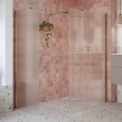 Ajax Reni 8mm Fluted Glass 800mm Wetroom Panel in Brushed Bronze