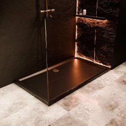 Ajax Low Profile 1000 x 800mm Matt Black Rectangular Shower Tray