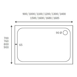 Ajax Low Profile 1700 x 700mm Rectangular Shower Tray
