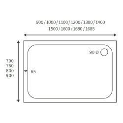 Ajax Low Profile 1700 x 760mm Rectangular Shower Tray