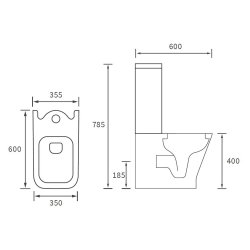 Ajax Binbrook Close Coupled Short Projection Closed Back WC with Soft Close Seat Ajax Binbrook Close Coupled Short Projection Closed Back WC with Soft Close Seat Dimensions